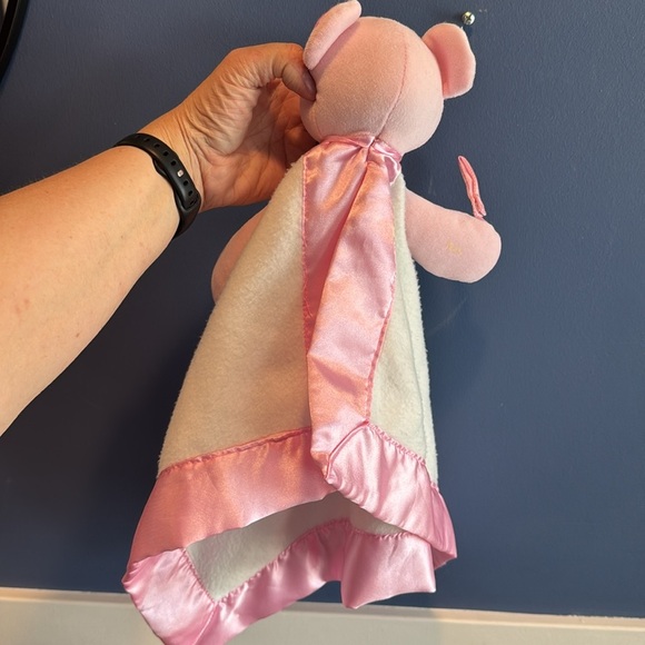 BABY GANZ BABY pink BEAR Security lovey with silky trim puppet 2000 - Picture 3 of 8